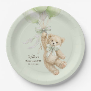 Teddy Bear Balloons Baby Shower Paper Plates