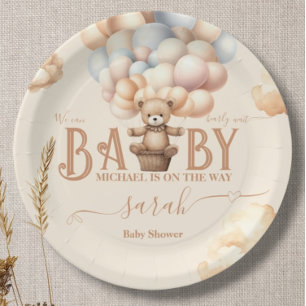 Teddy Bear Balloons Bearly Wait Gender Neutral Paper Plate