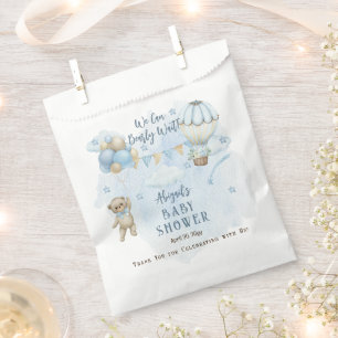 Teddy Bear Balloons Boy Bearly Wait Baby Shower  Favour Bags