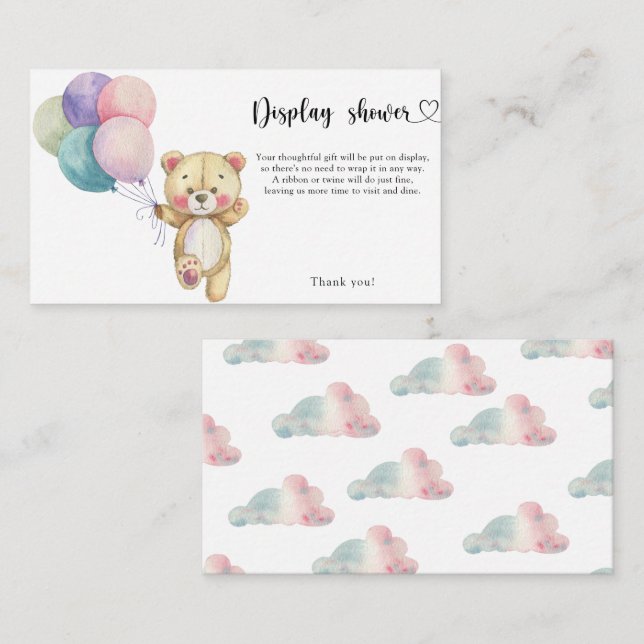 Teddy bear balloons - display shower card (Front/Back)