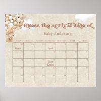 Teddy Bear Balloons Guess the due Date Calendar 