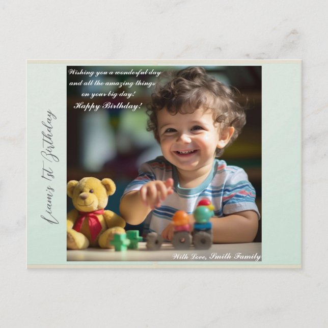 Teddy Bear Balloons Kids Photo Birthday Holiday Postcard (Front)