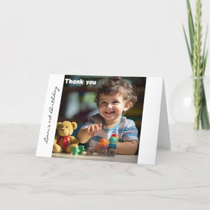 Teddy Bear Balloons Kids Photo Birthday Thank You Card