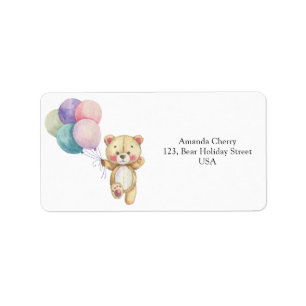 Teddy bear balloons label