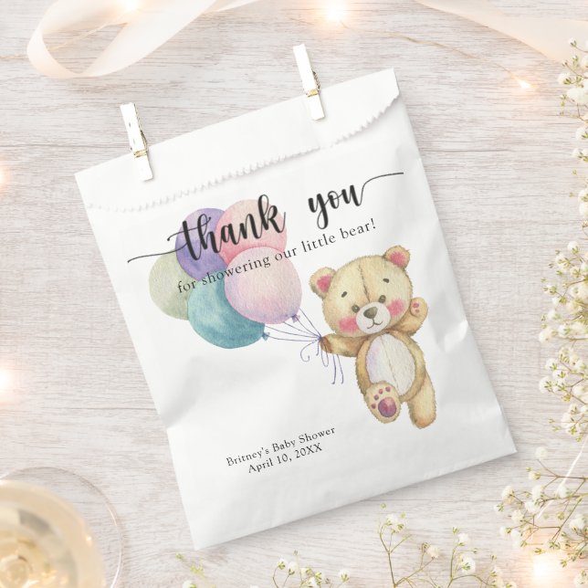 Teddy bear balloons - thank you favour bags (Clipped)