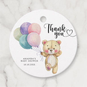 Teddy bear balloons - thank you favour tags