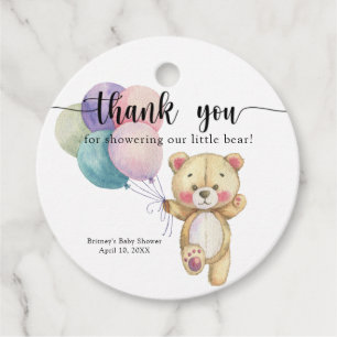 Teddy bear balloons - thank you favour tags