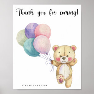 Teddy bear balloons - Thank you for coming Poster