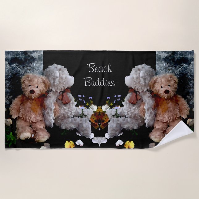 Teddy Bear Beach Buddies Beach Towel (Front)