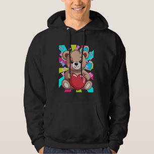 Teddy Bear Bear Retro 80s Heart Birthday Children Hoodie