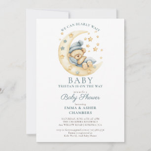Teddy Bear Bearly Wait Baby Shower Invitation