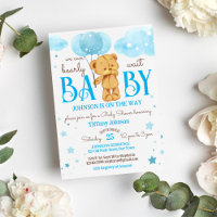 Teddy bear bearly wait blue and brown baby shower