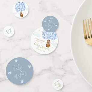 Teddy Bear Bearly Wait Blue Boy Baby Shower Confetti