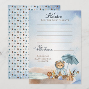 Teddy Bear Bearly Wait Boy Baby Shower Advice Invitation