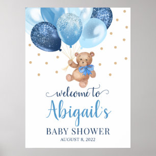 Teddy Bear Bearly Wait Welcome Baby Shower Poster
