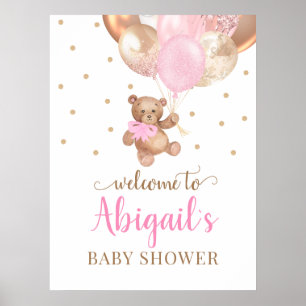 Teddy Bear Bearly Wait Welcome Baby Shower Poster