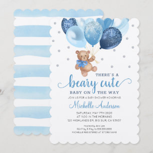 Teddy Bear Beary Cute Baby Shower Invitation