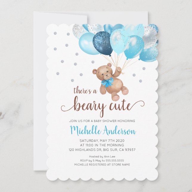 Teddy Bear Beary Cute Baby Shower Invitation (Front)