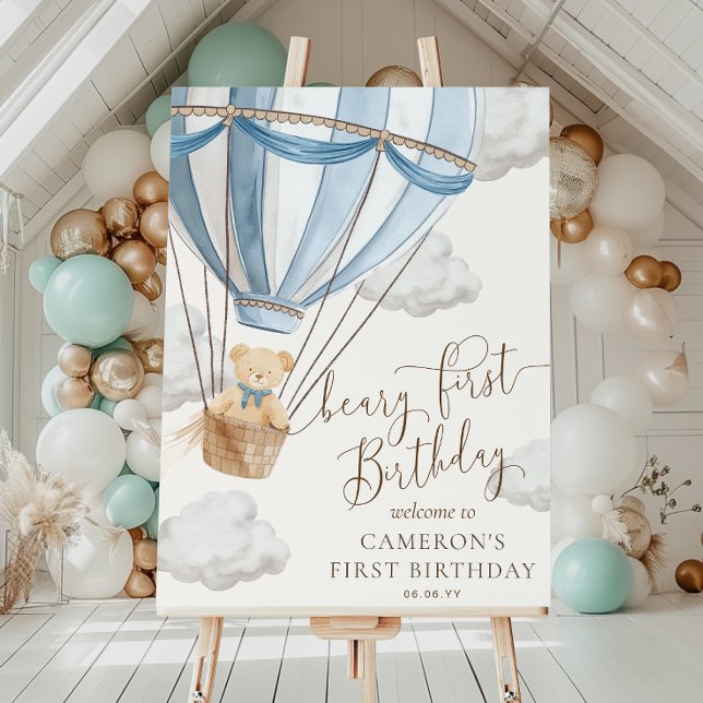 Teddy Bear Beary First Birthday Welcome Sign (Creator Uploaded)