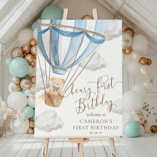 Teddy Bear Beary First Birthday Welcome Sign