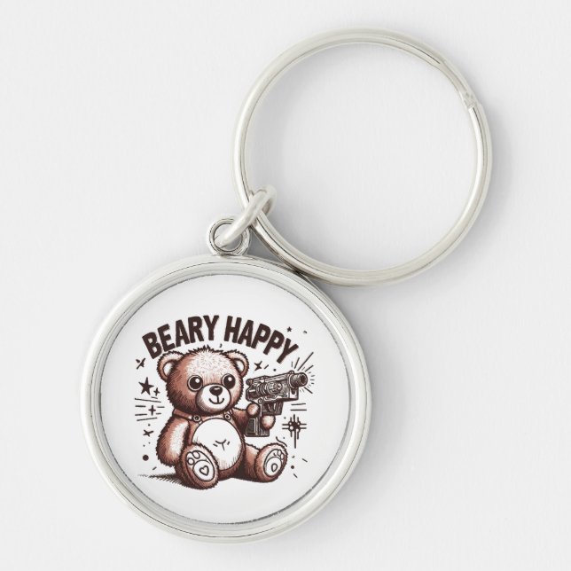 Teddy Bear Beary Happy Key Ring (Front)