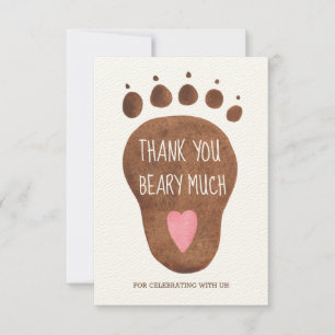Teddy Bear Beary Much Baby Shower  Thank You Card