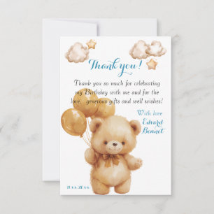 Teddy Bear Beige Balloon Thank You Card