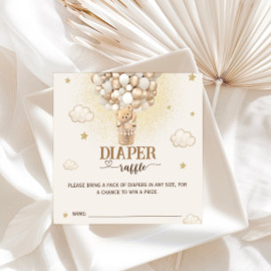 Teddy Bear Beige Gold Balloons Diaper Raffle Enclosure Card