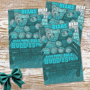Teddy Bear Best Friends Embedded Word Cloud Tissue Paper