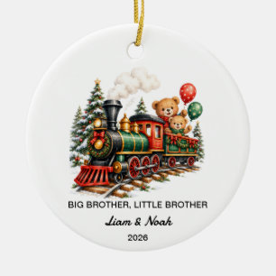 Teddy Bear Big Brother Little Brother Christmas Ceramic Tree Decoration