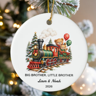 Teddy Bear Big Brother Little Brother Christmas Ceramic Tree Decoration