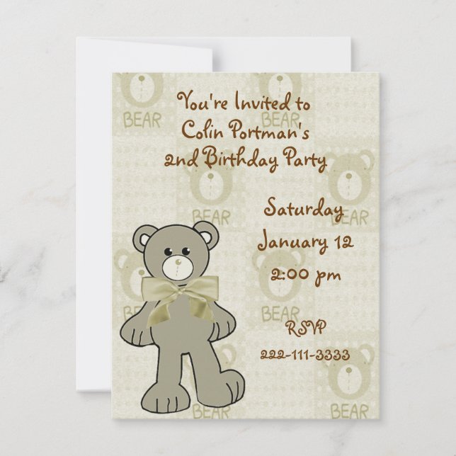Teddy Bear Birthday Invitation (Front)