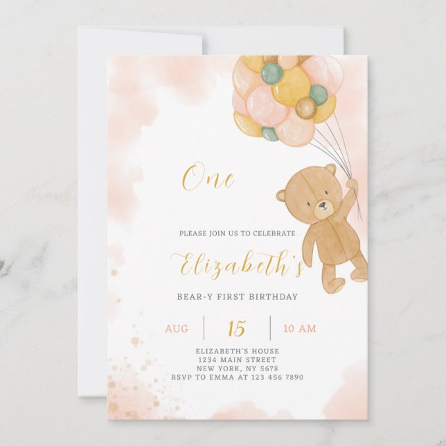 Teddy Bear Birthday Invitation (Front)