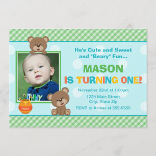 Teddy Bear Birthday Invitation 5x7 Photo Card