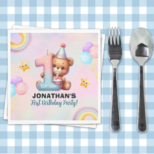 Teddy Bear Birthday Party   Cute 1st Birthday Napkin