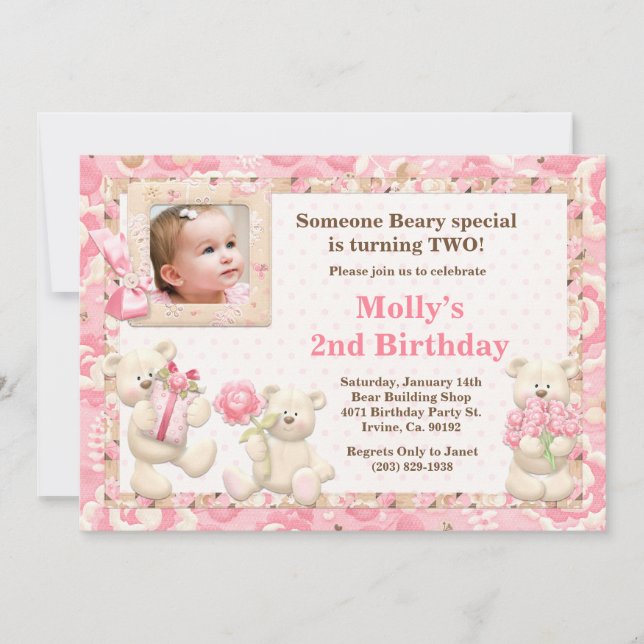 Teddy Bear Birthday Party Invitation (Front)