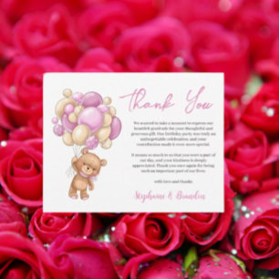 Teddy Bear Birthday Pink thank you Holiday Card