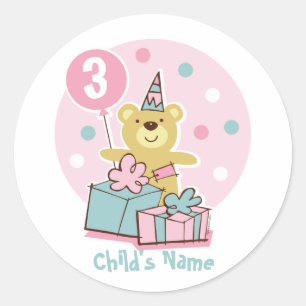 Teddy Bear Birthday Sticker - Customised