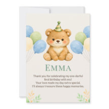 Teddy Bear Birthday Thank You Card