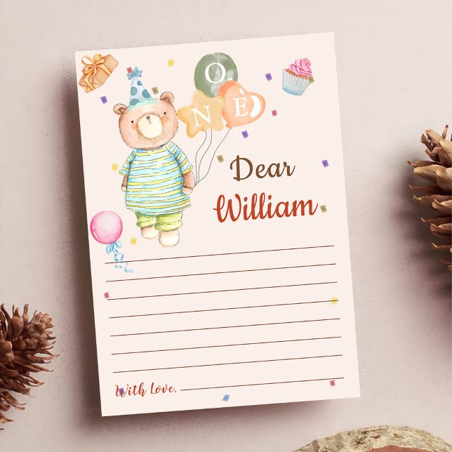 Teddy Bear Birthday Time Capsule Message Card (Creator Uploaded)