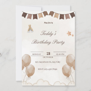 Teddy Bear Birthday Welcome Card