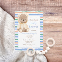 Teddy Bear Blue Baby Boy Baby Shower