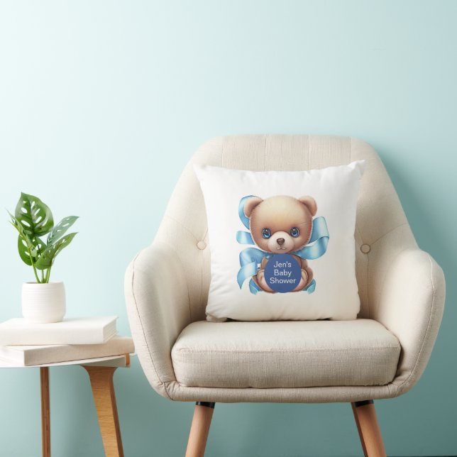 Teddy Bear Blue Baby Shower Cushion (Chair)