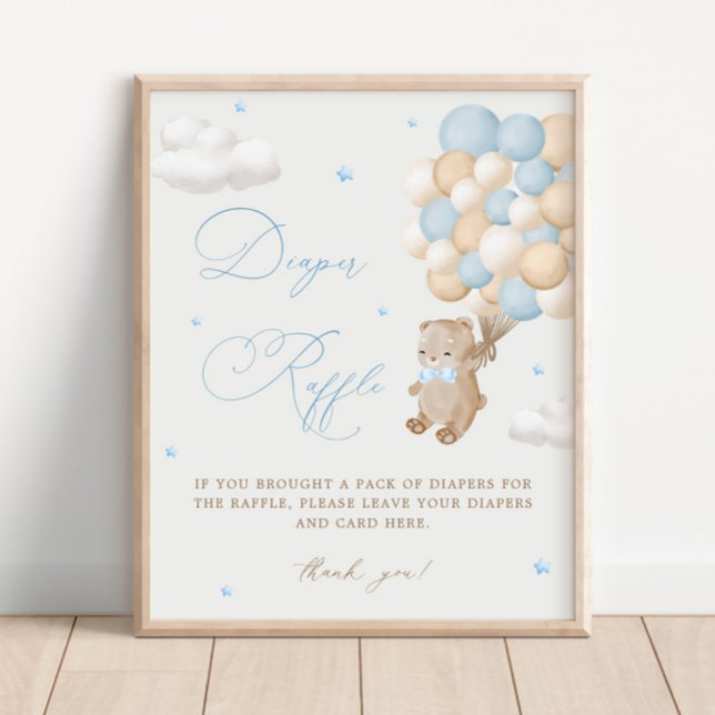 Teddy Bear Blue Baby Shower Diaper Raffle Poster (Creator Uploaded)