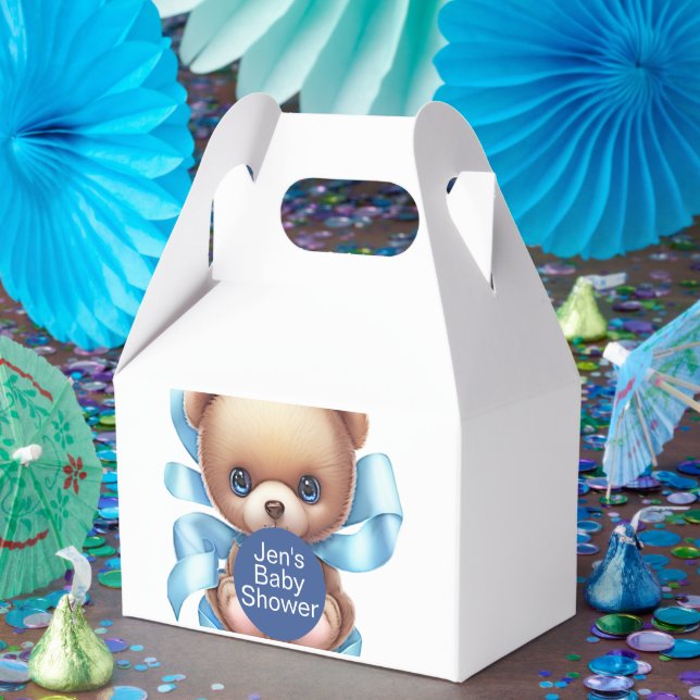 Teddy Bear Blue Baby Shower Theme Favour Box (Party)