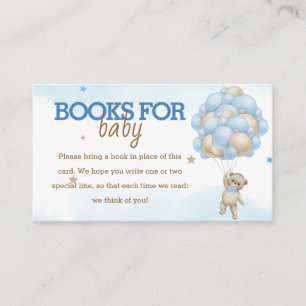 Teddy Bear Blue Balloon Baby Shower Books for Baby Enclosure Card