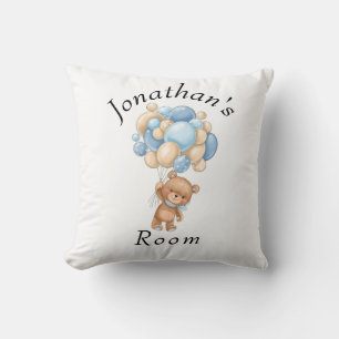 Teddy Bear Blue Balloon Baby Shower Cushion