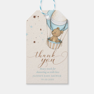 Teddy Bear Blue Balloon Bearly Wait Baby Shower Gift Tags