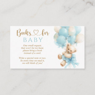 Teddy Bear Blue Balloon Bow Baby Boy Shower Enclosure Card