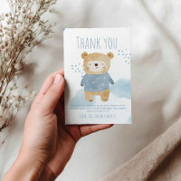 Teddy Bear blue boy Baby Shower Cute thank you